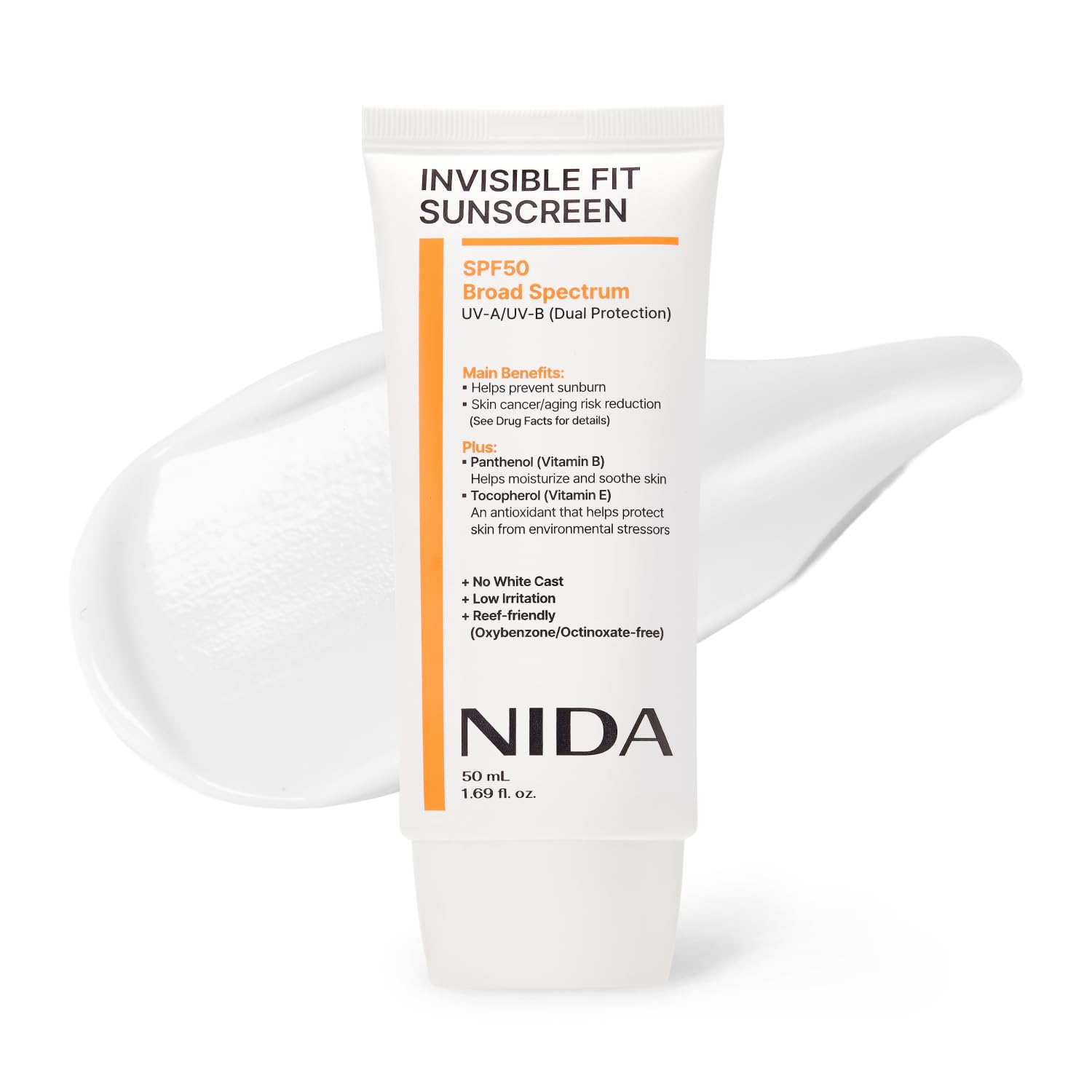 NIDA front tube showing compact travel-friendly sunscreen