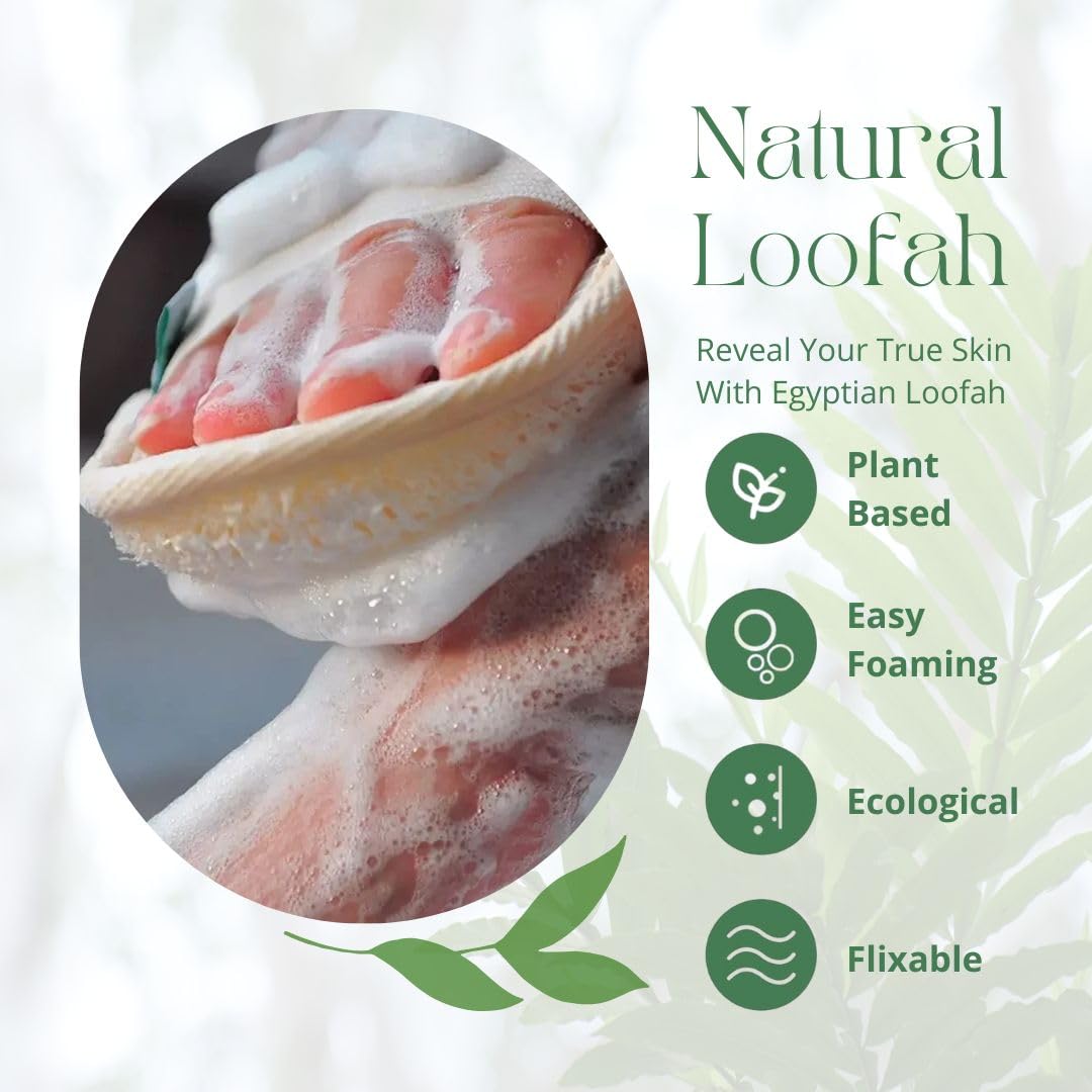 NileCart loofah in shower demonstrating easy back reach and smoother skin benefit