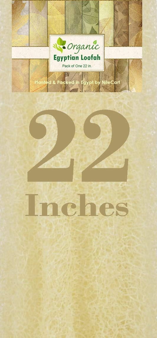 NileCart loofah packaging label highlighting natural materials and product clarity benefit