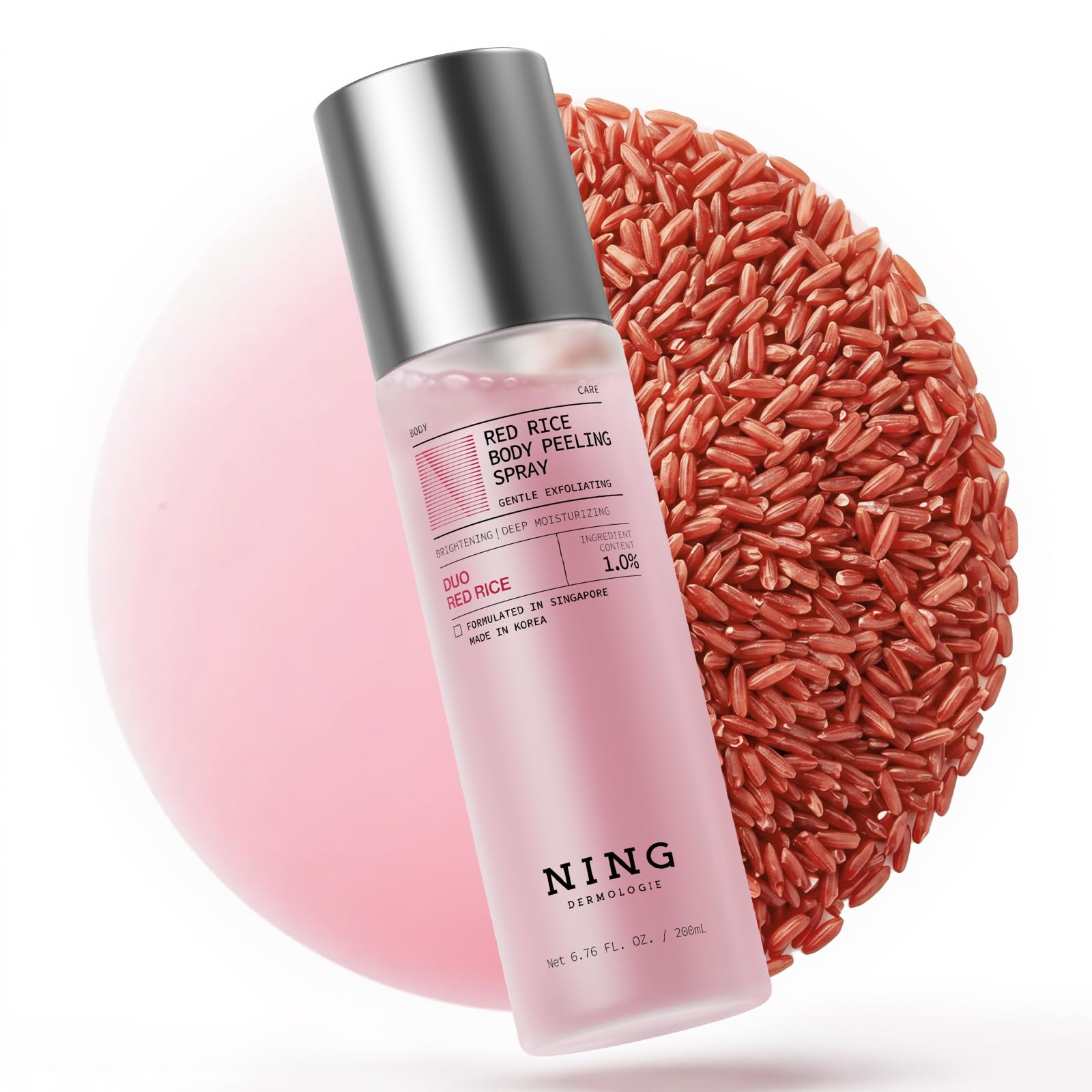 NING DERMOLOGIE front packaging showing bottle and label, communicates clarity