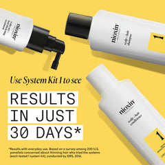 Nioxin being applied to wet scalp in shower to support clearer scalp environment