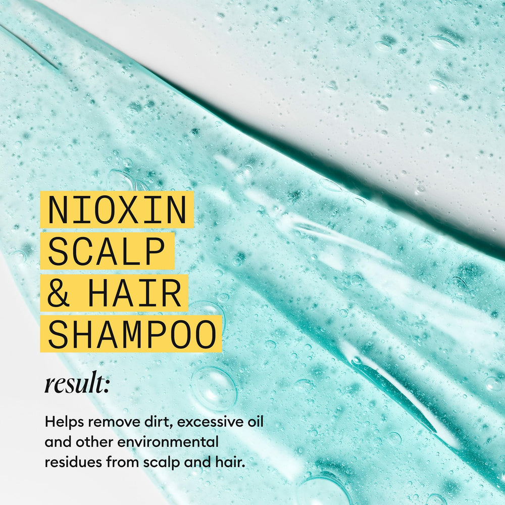 NIOXIN bottle on bathroom counter portraying everyday styling convenience