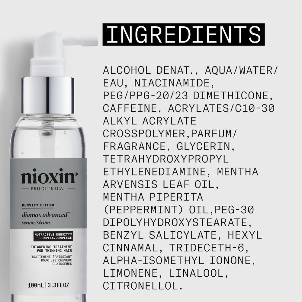 NIOXIN serum on bathroom shelf in routine setting, easy daily use benefit