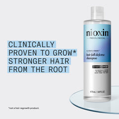 Lathering Nioxin shampoo in hand on scalp to show effective cleansing