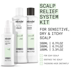 NIOXIN cleanser pump detail illustrating easy, gentle scalp application
