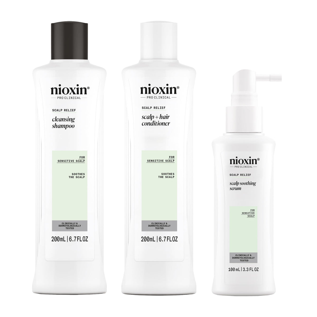 NIOXIN kit front packaging showing complete scalp relief system benefits