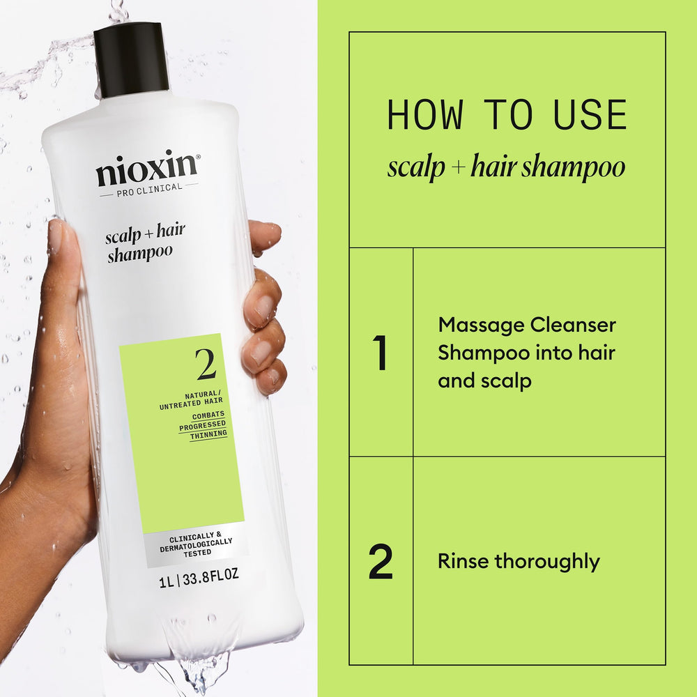 NIOXIN label ingredients close-up, showcases Activ-Renewal and AMP technologies