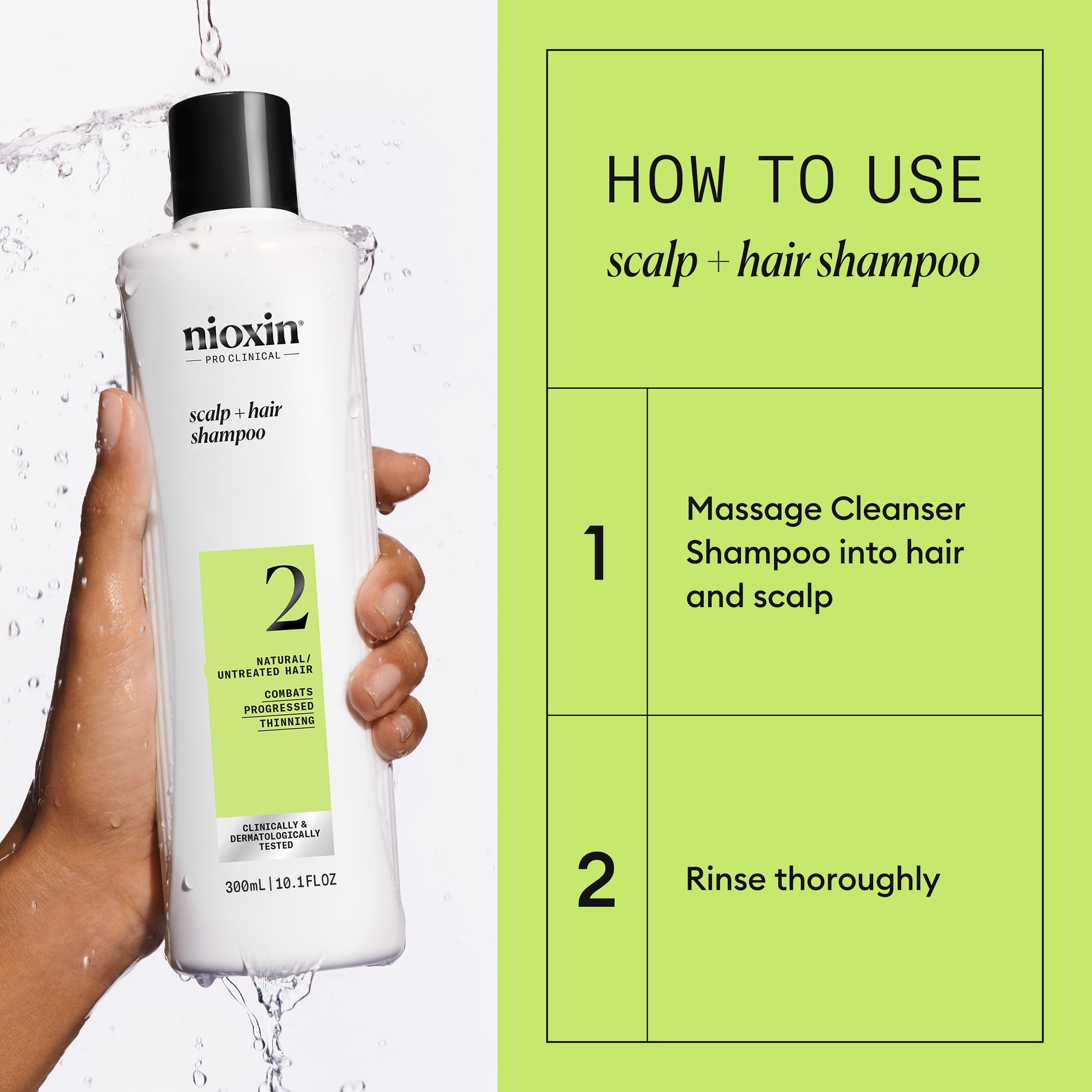 Nioxin bottle in hand for size comparison and travel-friendly benefit