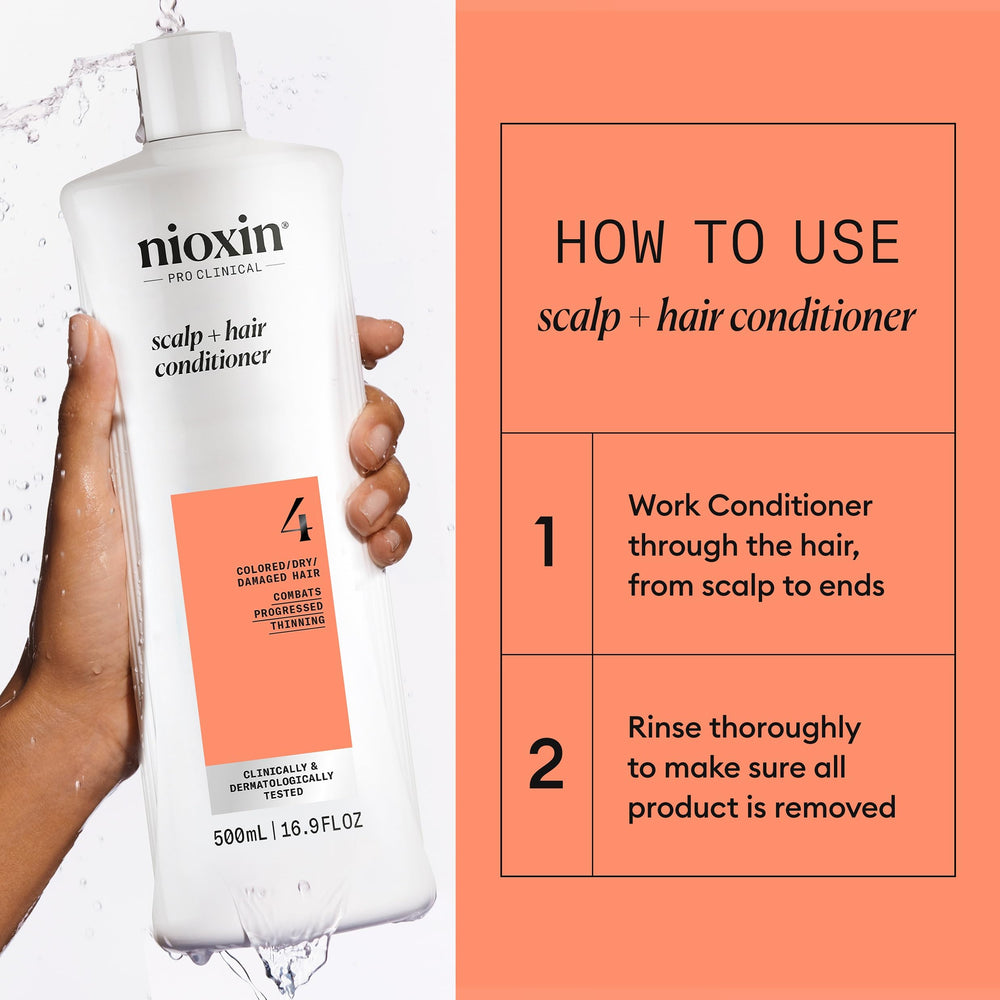 Side-by-side scale comparison showing NIOXIN System 4 fuller-looking results