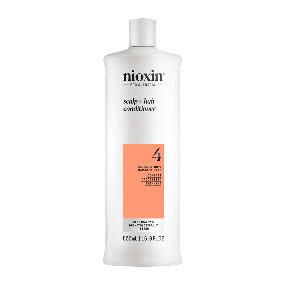 NIOXIN System 4 front bottle showing product and benefit for thicker hair