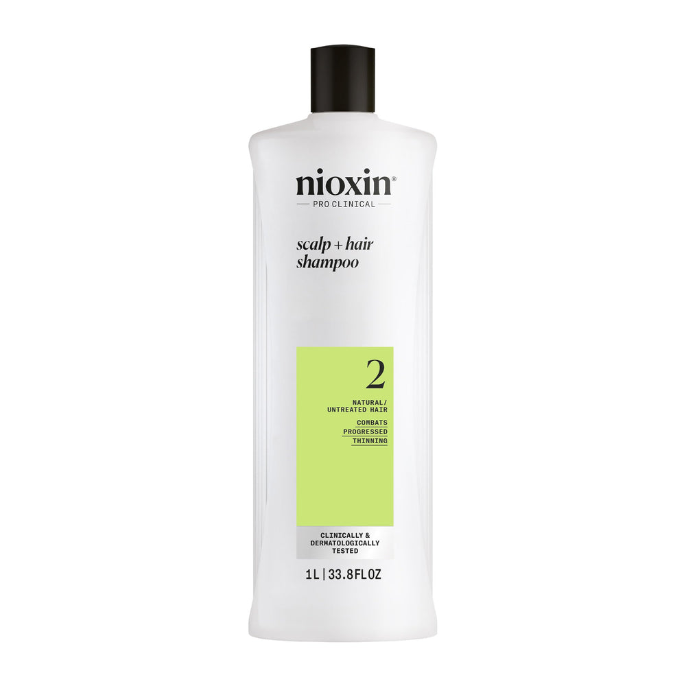 NIOXIN front bottle showing system 2 cleanser and professional thickening benefit