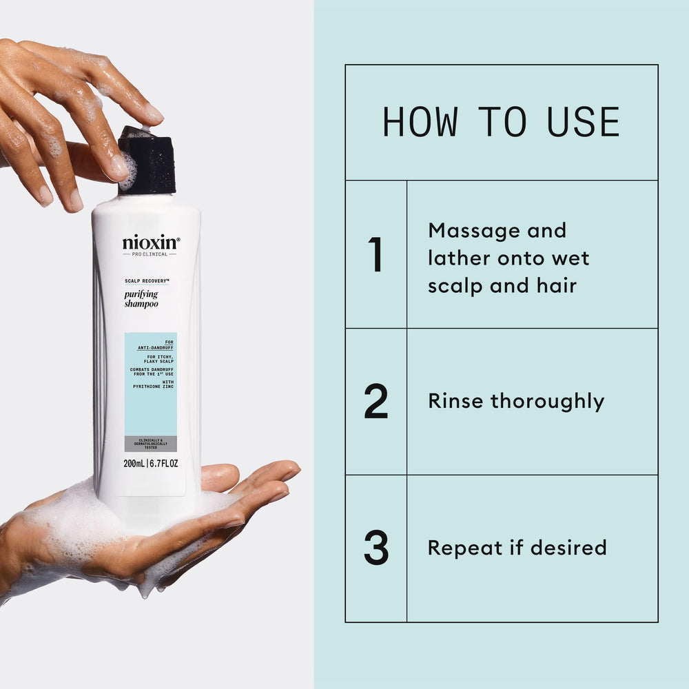 NIOXIN shampoo lather on scalp in use for effective flake removal