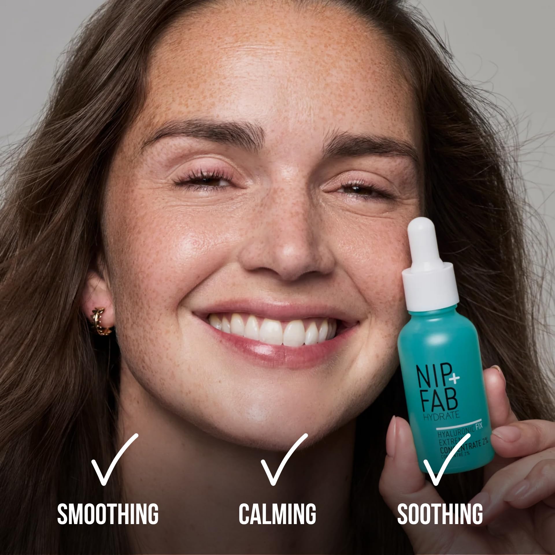 Nip+Fab before and after skin photo showing visibly plumped, hydrated look
