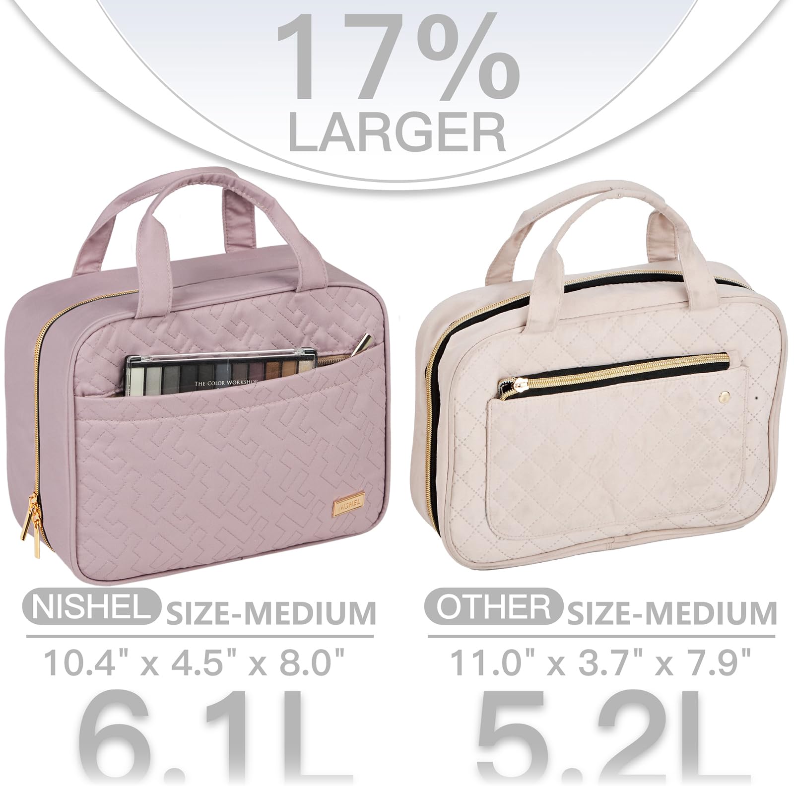 NISHEL close-up elastic pockets holding brushes and tubes securely