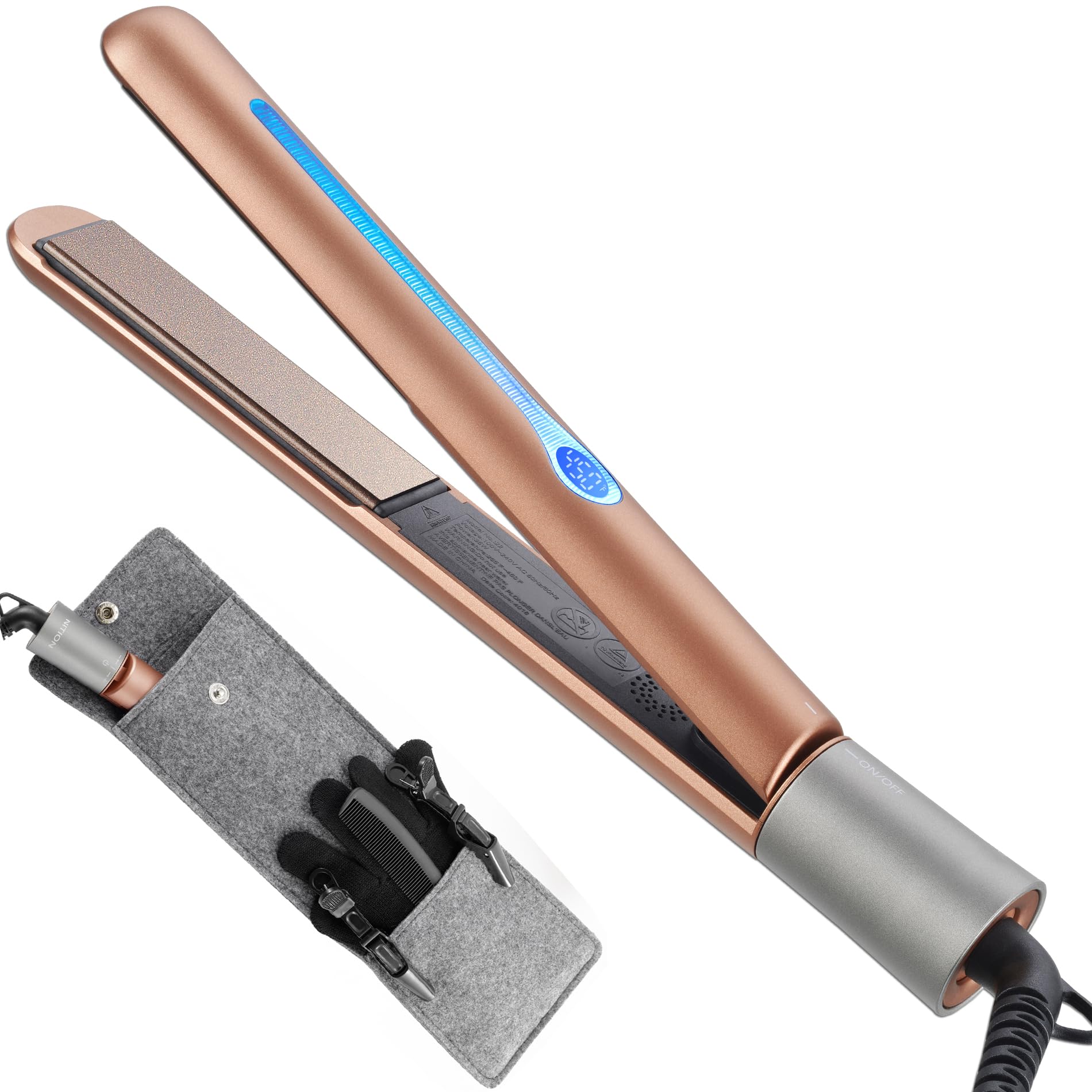 NITION front view of flat iron showing sleek design and even plates for faster styling