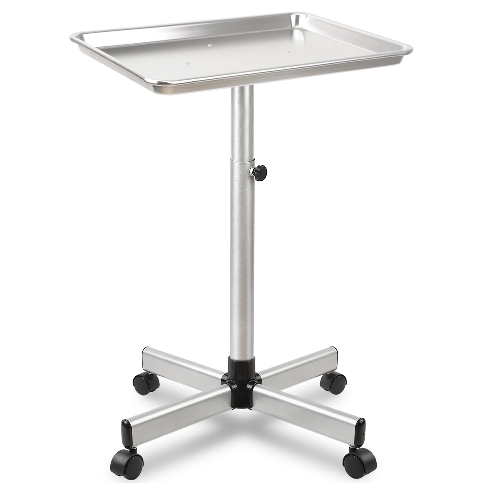 Niuadage front view of silver rolling tray showing compact design and accessibility