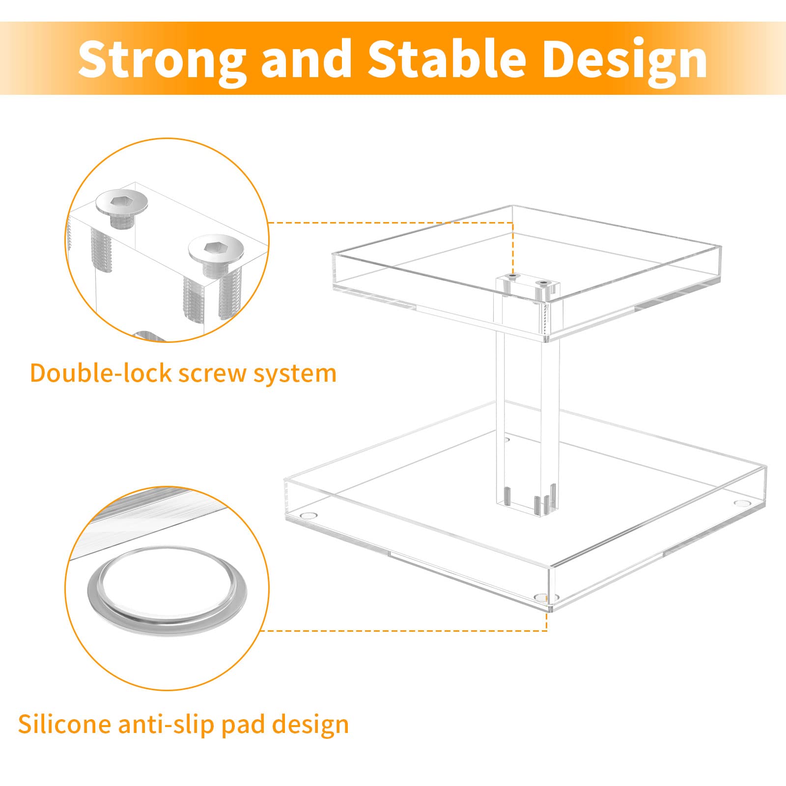 NIUBEE side profile assembled display showing sturdy silhouette and secure placement benefit