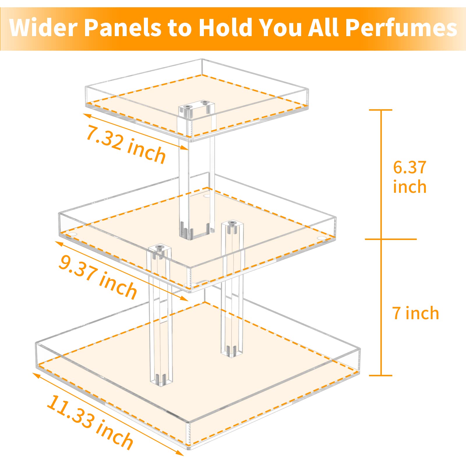 NIUBEE middle tray size demonstration holding medium perfume bottles for visibility