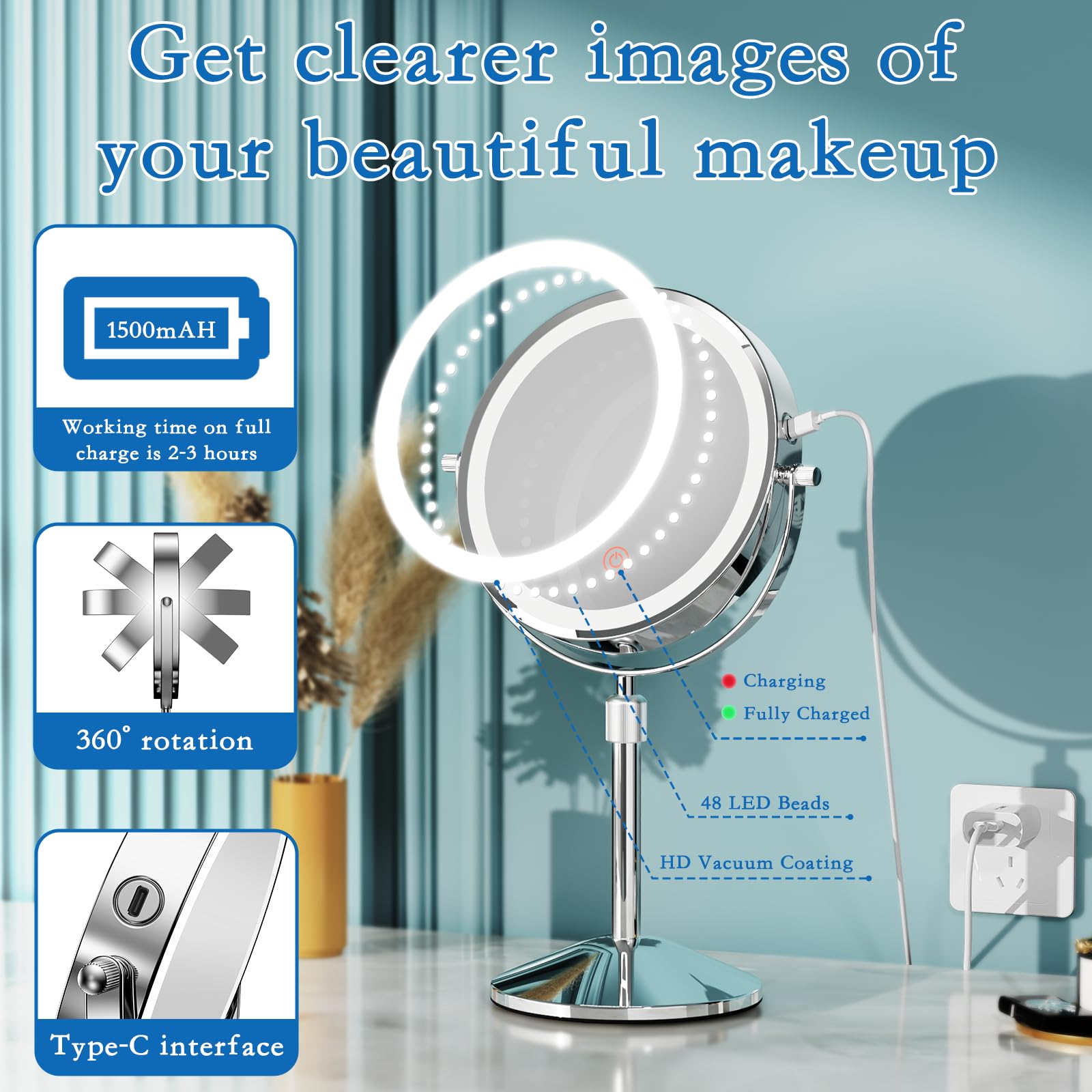 Niuphia mirror on bathroom vanity showing practical home styling benefit
