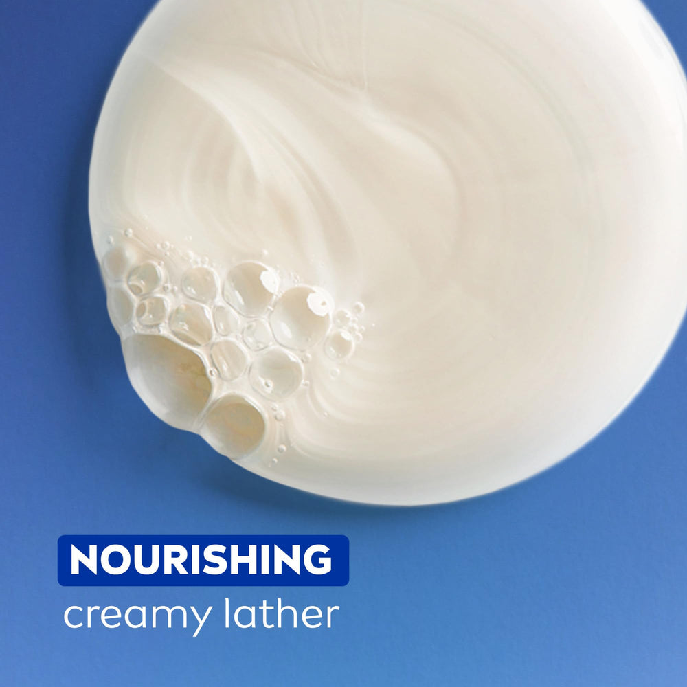 NIVEA creamy lather texture demonstrating gentle moisture and softening effect
