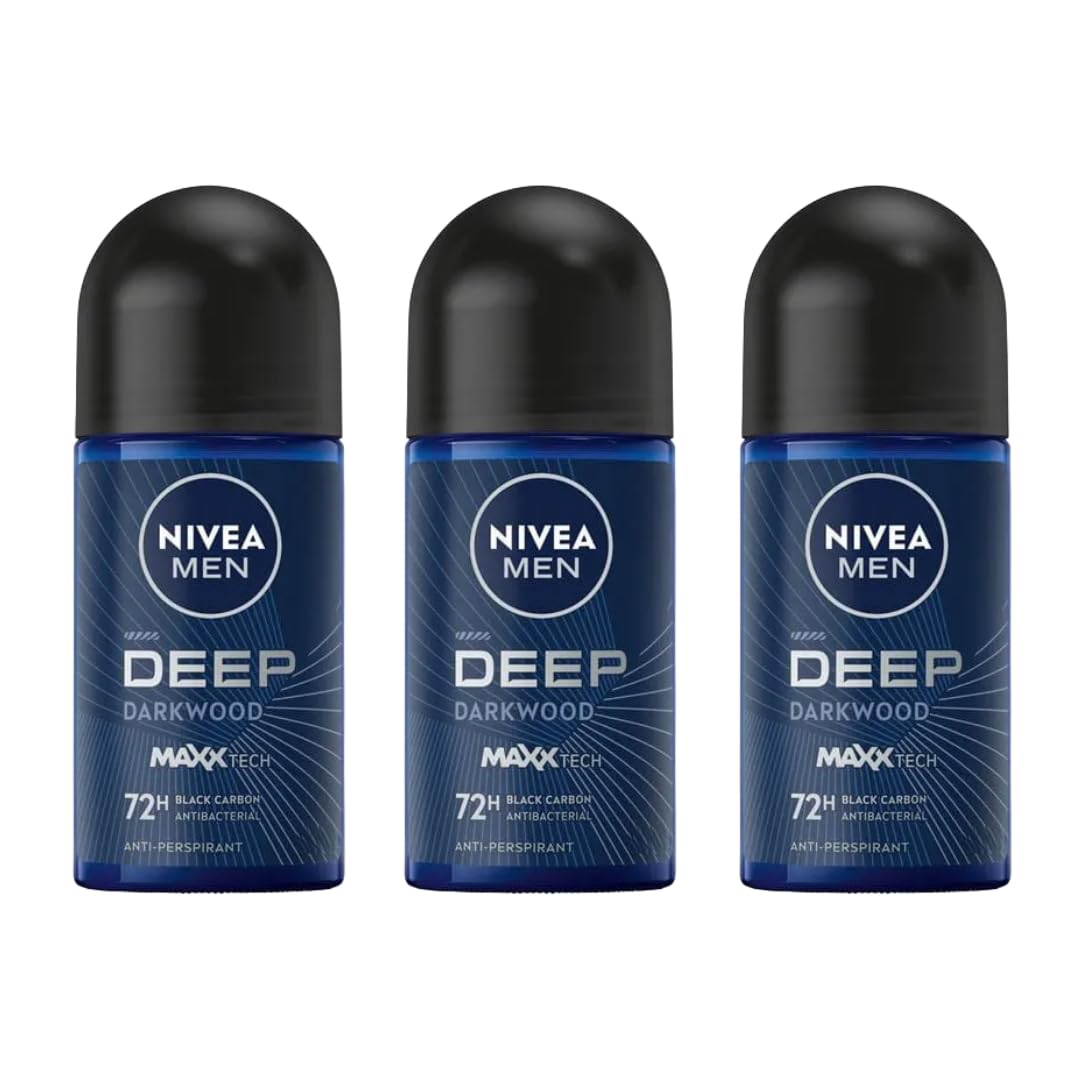 NIVEA men front packaging showing compact 25ml convenience and bold darkwood scent