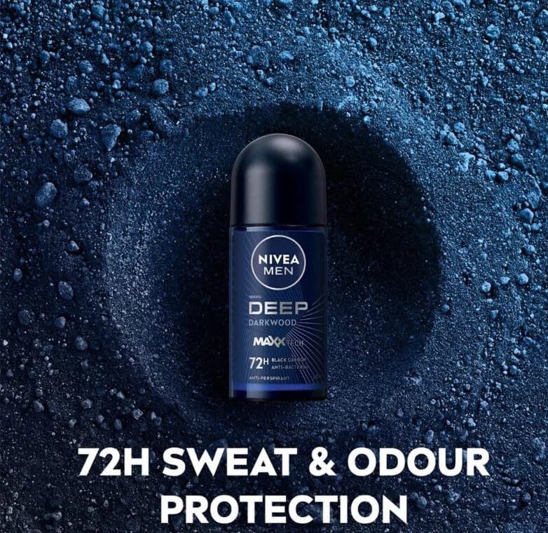 NIVEA men roll-on in hand showing travel-friendly 25ml size and easy carry benefit