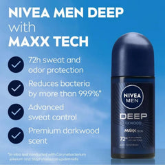 NIVEA men roll-on placed beside gym bag displaying on-the-go freshness benefit