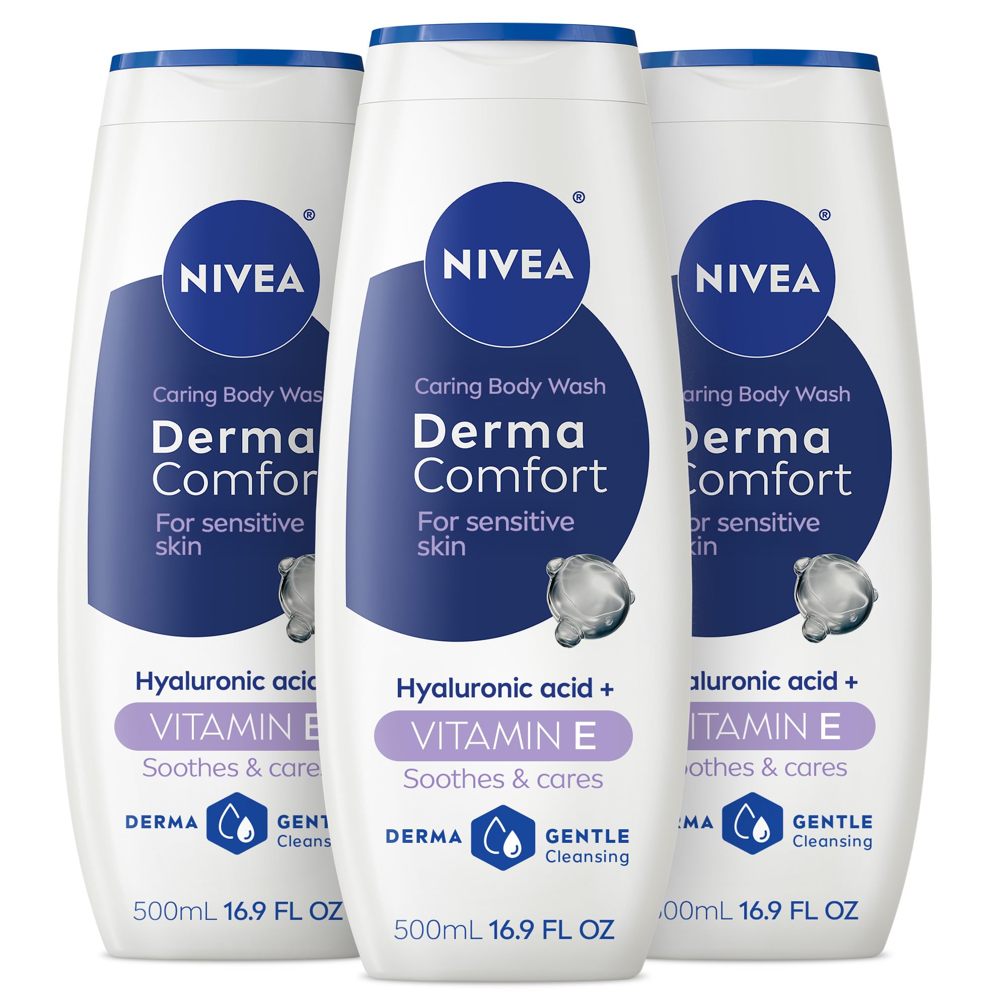 NIVEA front packaging showing bottle and gentle formula benefit