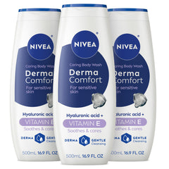 NIVEA front packaging showing bottle and gentle formula benefit