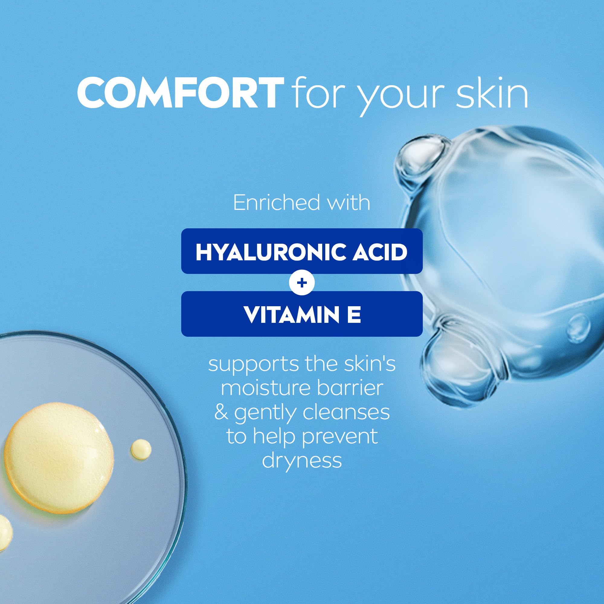 NIVEA hyaluronic visual with water droplets showing hydration benefit