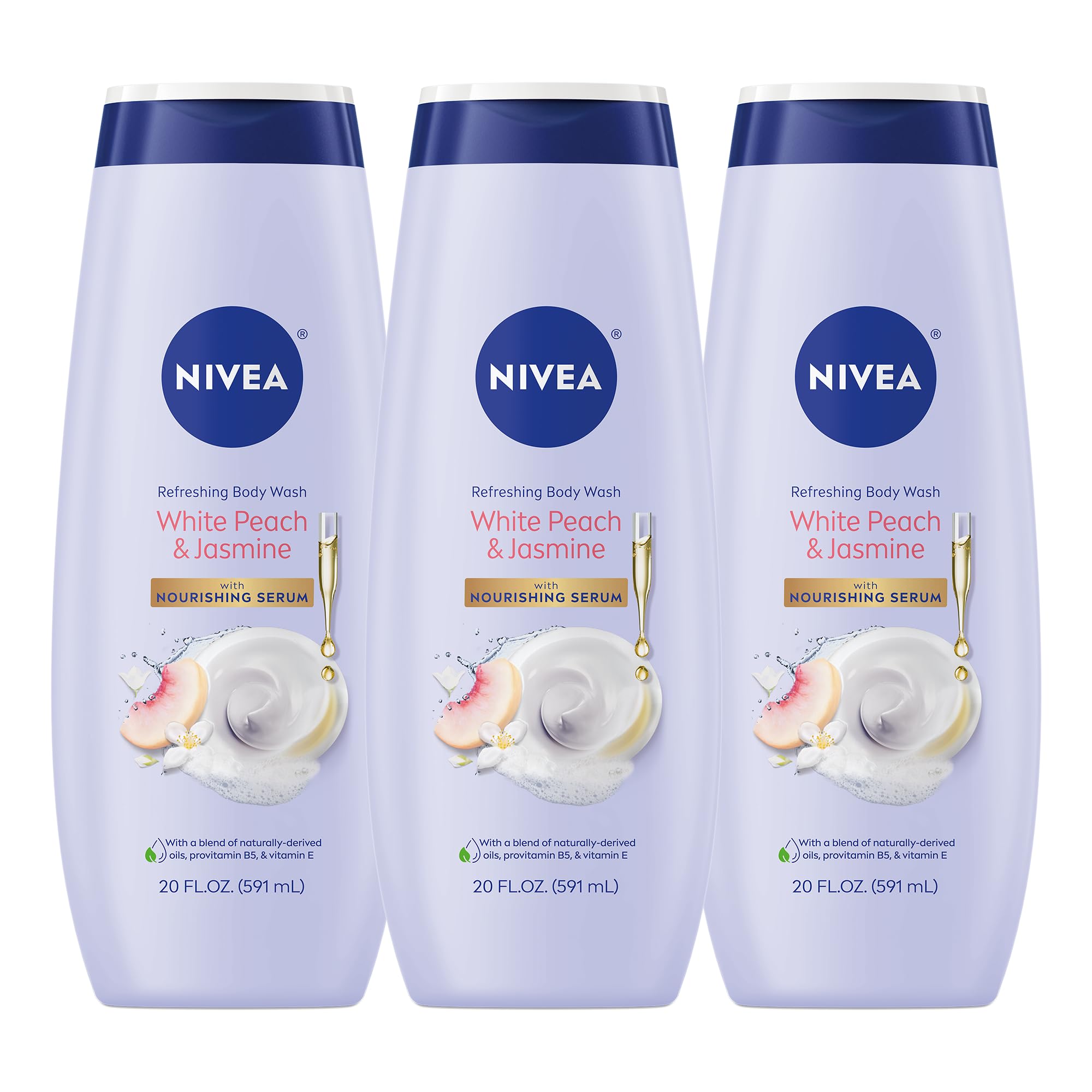 NIVEA front packaging showing white peach and jasmine scent and nourishing benefits