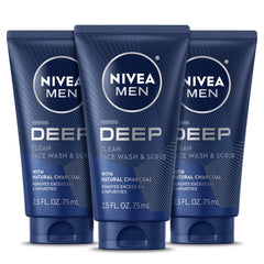 NIVEA MEN front packaging showing three travel-size tubes and clear product benefit