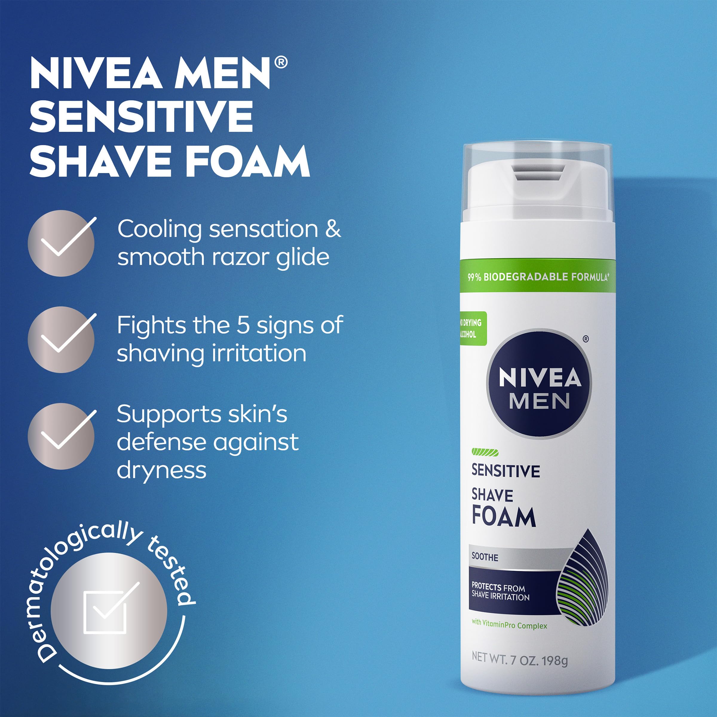 NIVEA MEN dispensing nozzle detail highlighting easy, controlled application
