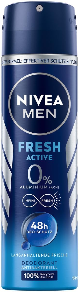 NIVEA Men Fresh Active side label highlighting 48 hour protection and ingredients