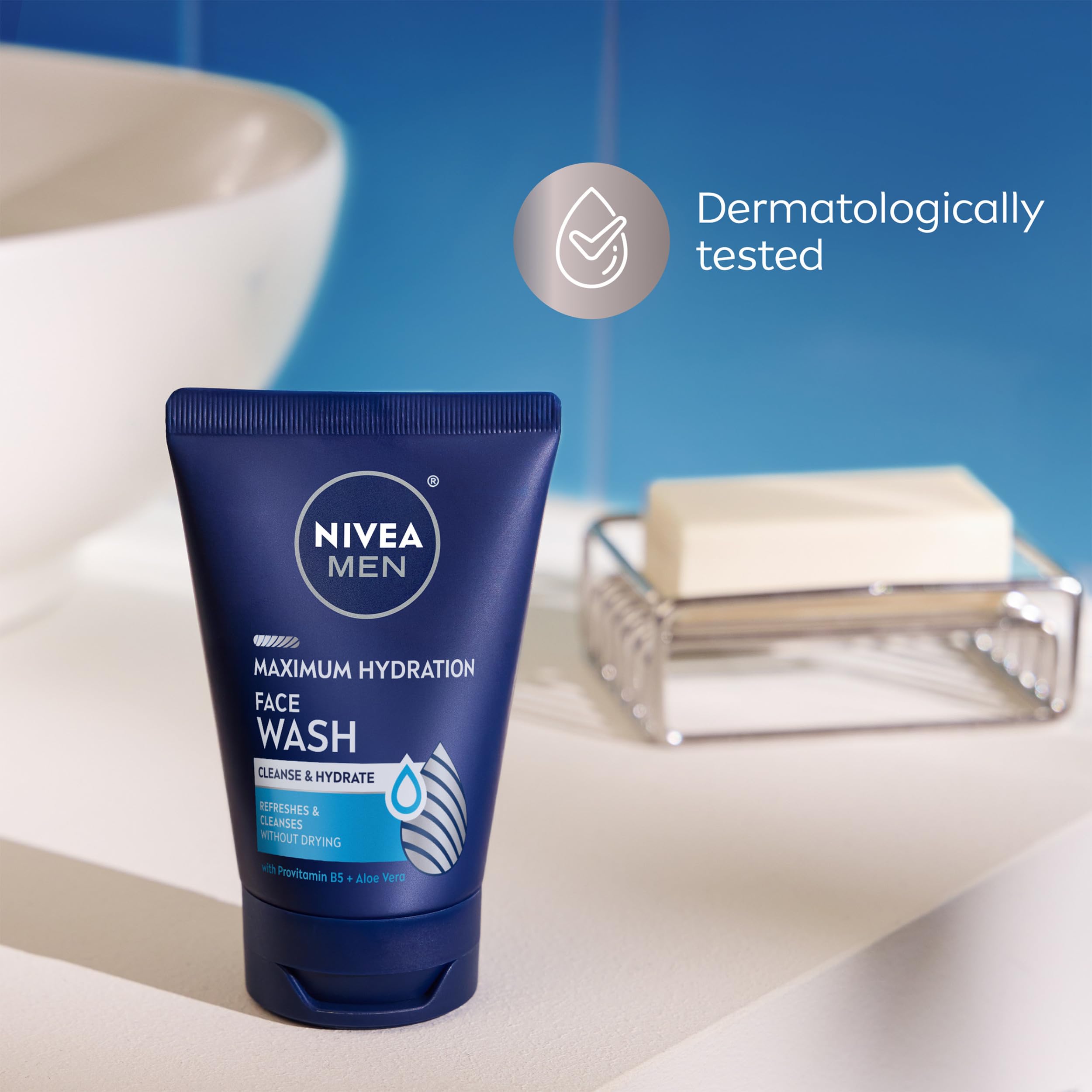 NIVEA MEN being applied to face demonstrating even spread