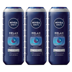 NIVEA MEN front packaging showing calming Lavender and Sandalwood scent for relaxation