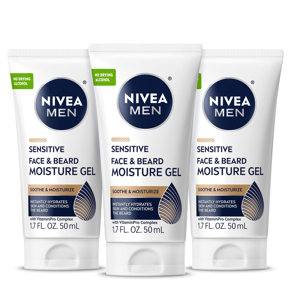 NIVEA MEN front view of three tubes showing multipack convenience and quick access