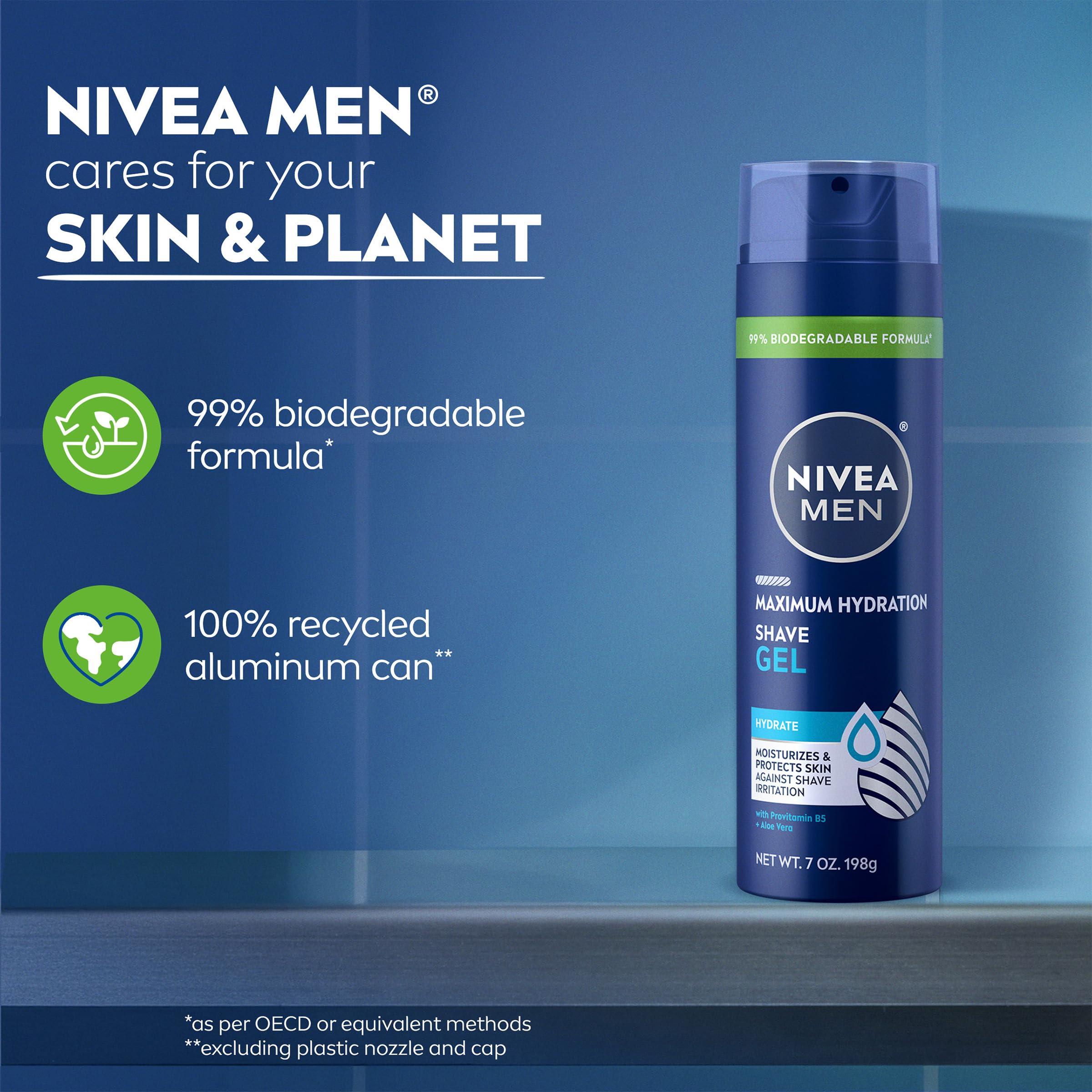 NIVEA MEN label close-up showing Skin Guard Technology for protection