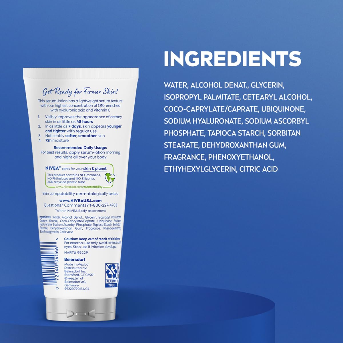NIVEA packaging mark indicating recycled plastic, highlights eco-conscious benefit