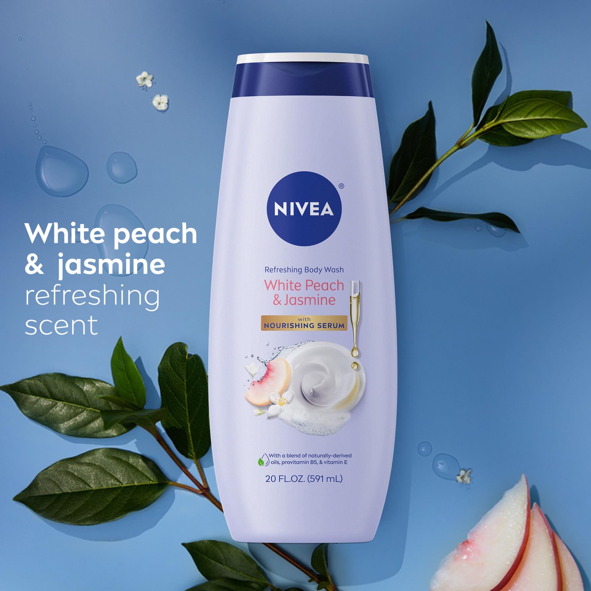 NIVEA held in hand for size comparison showing large 20 fl oz capacity advantage