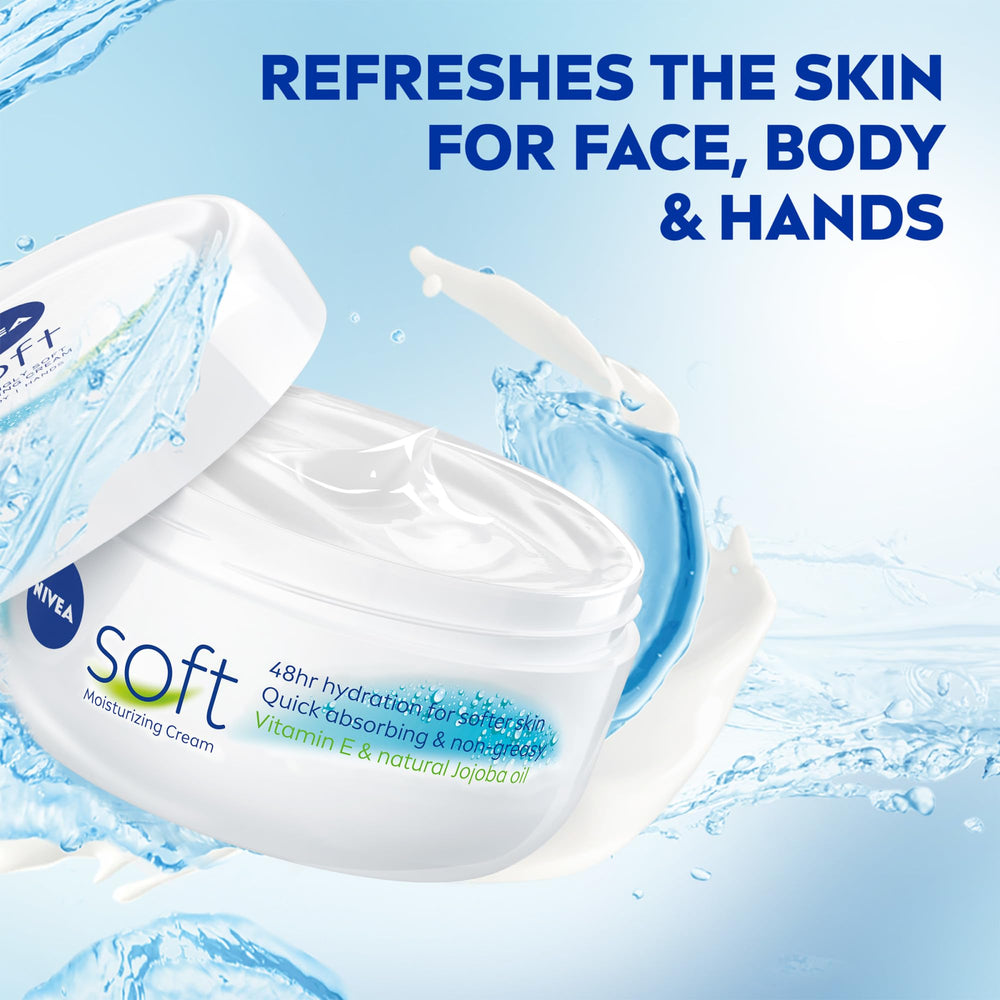 Applying NIVEA Soft to hands to show hydration and non-greasy finish