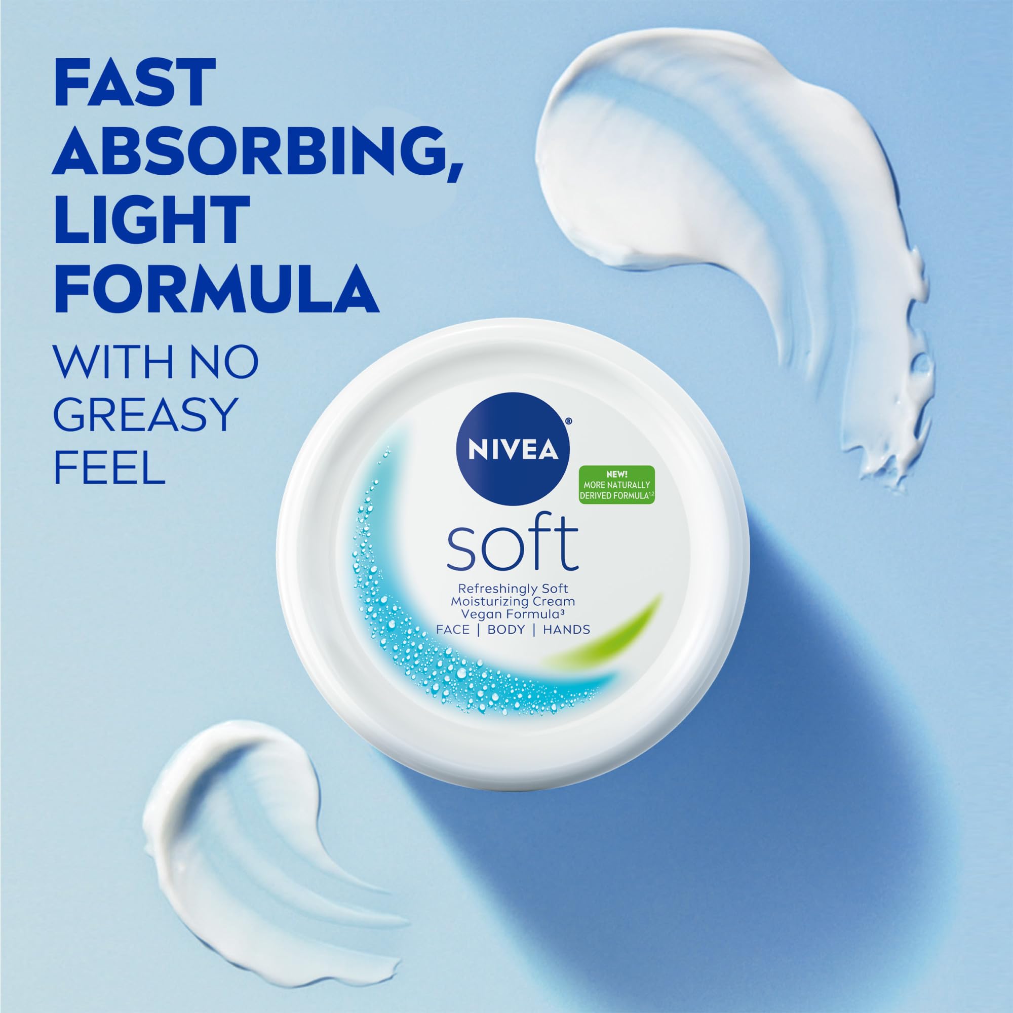 Close-up of NIVEA Soft jar label showing product information and vegan claim