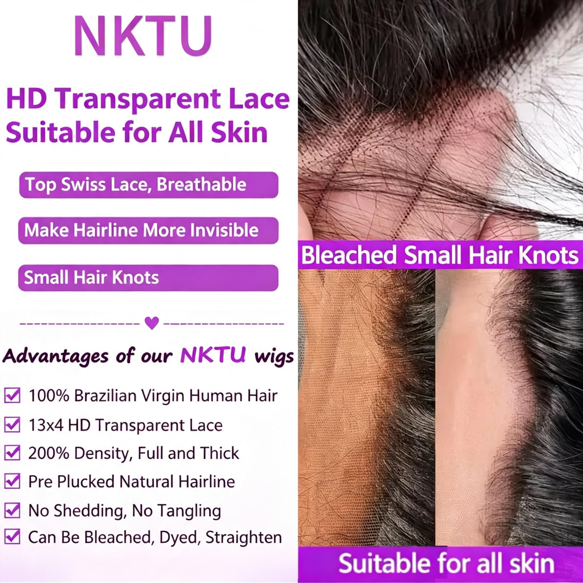 NKTU hair texture close-up showing soft deep waves and shine