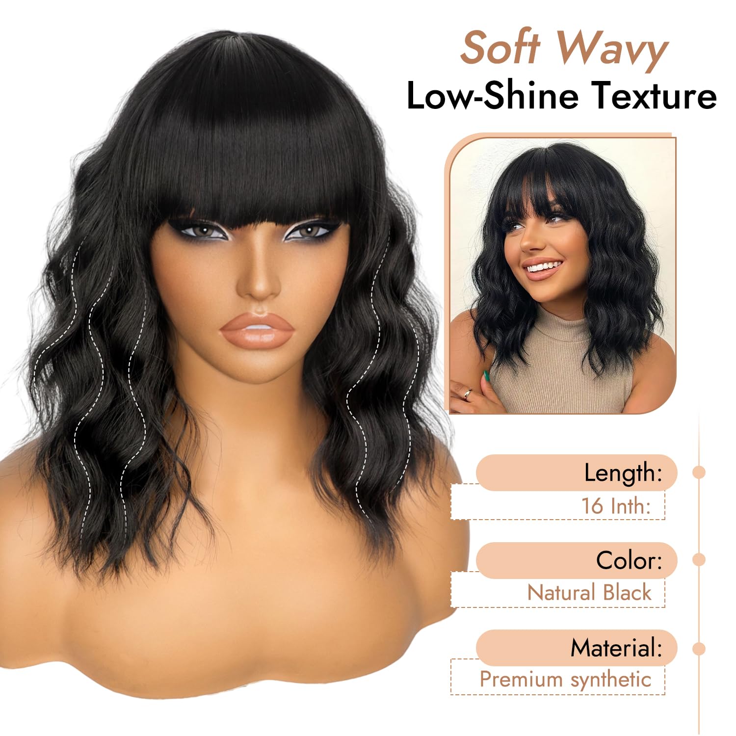 Nnzes bangs framing model’s face to soften features and enhance profile