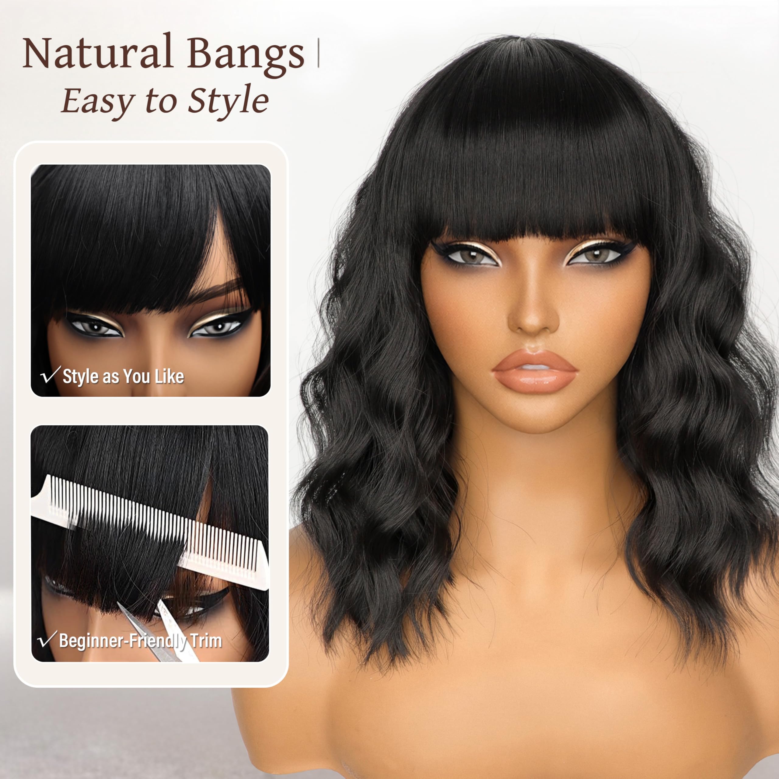 Nnzes close-up of wavy synthetic texture highlighting realistic shine and movement
