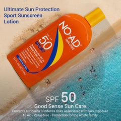 NO-AD label close-up highlighting hypoallergenic and water resistant claims