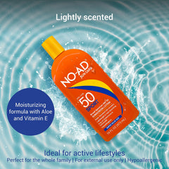 NO-AD lotion texture closeup showing creamy consistency and moisturization