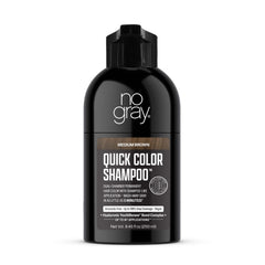 No Gray front packaging showing medium brown shade and quick coverage benefit