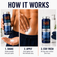 No Hair Crew being applied from hand to skin for chafe prevention benefit