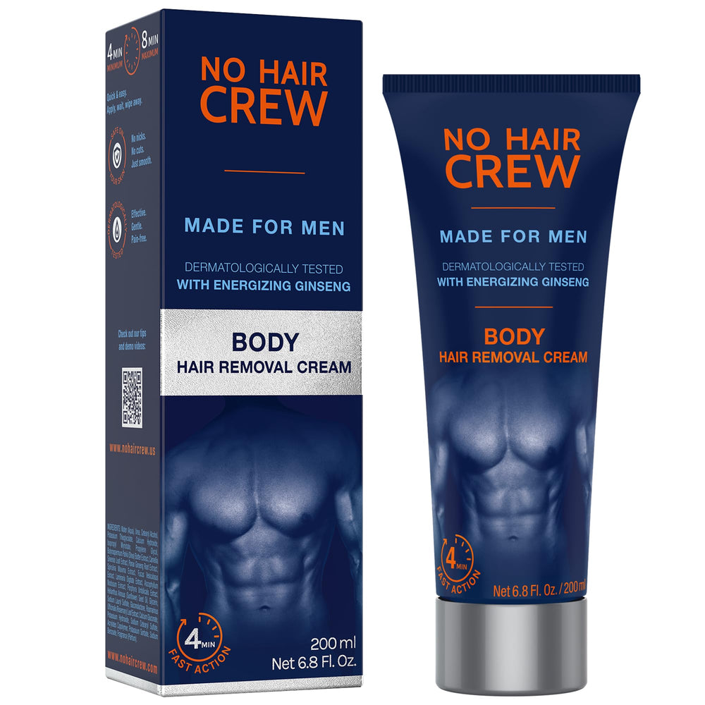 No Hair Crew front packaging showing 200ml tube and clear product benefit